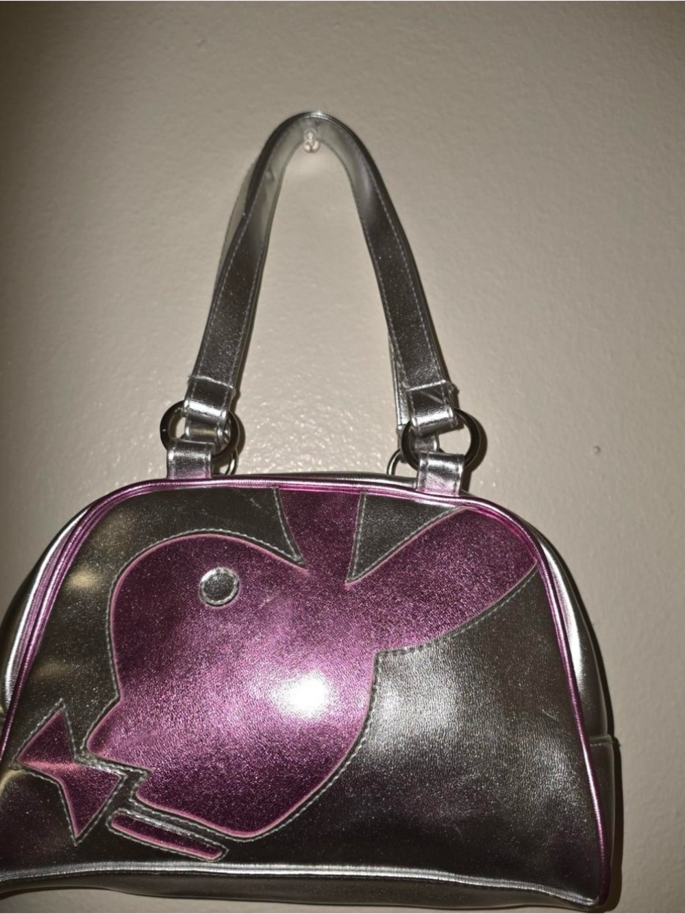 PLAYBOY Vintage Metallic Pink Shoulder Bag